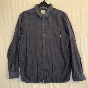 VANS Shirt Large Mens Blue Button Up Long Sleeve Chambray Cotton Classic Fit